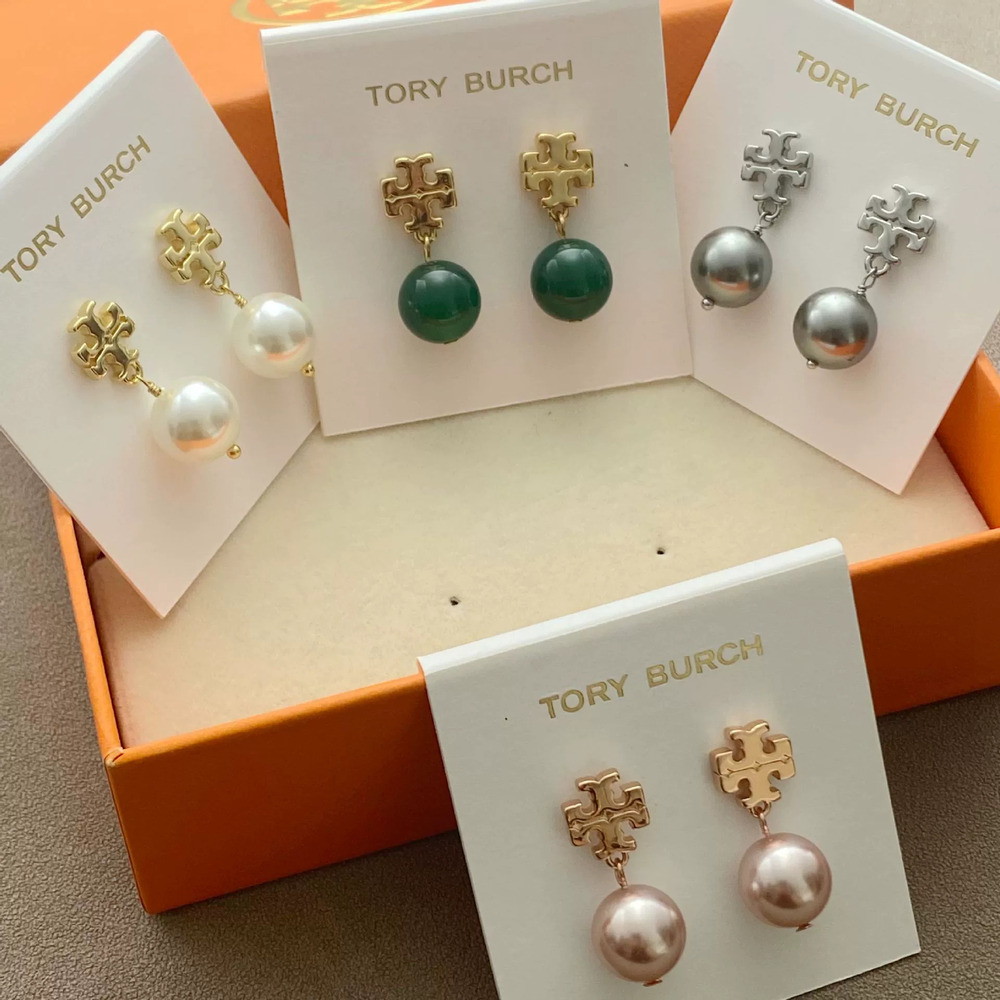 Tory Burch Freshwater Pearl Alphabet Metal Multicolor Earrings